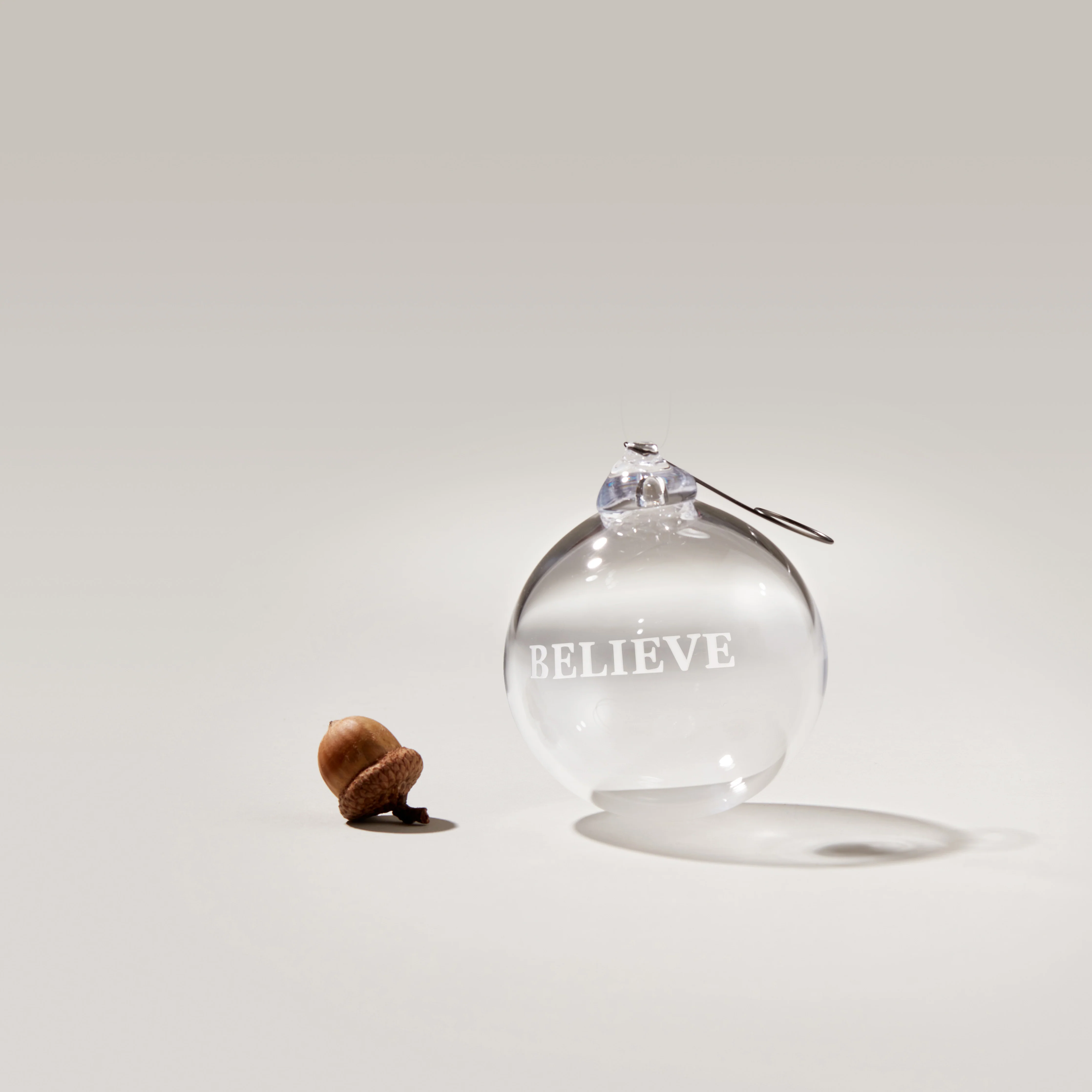 Engraved "Believe" Round Ornament in Gift Box - Image 2