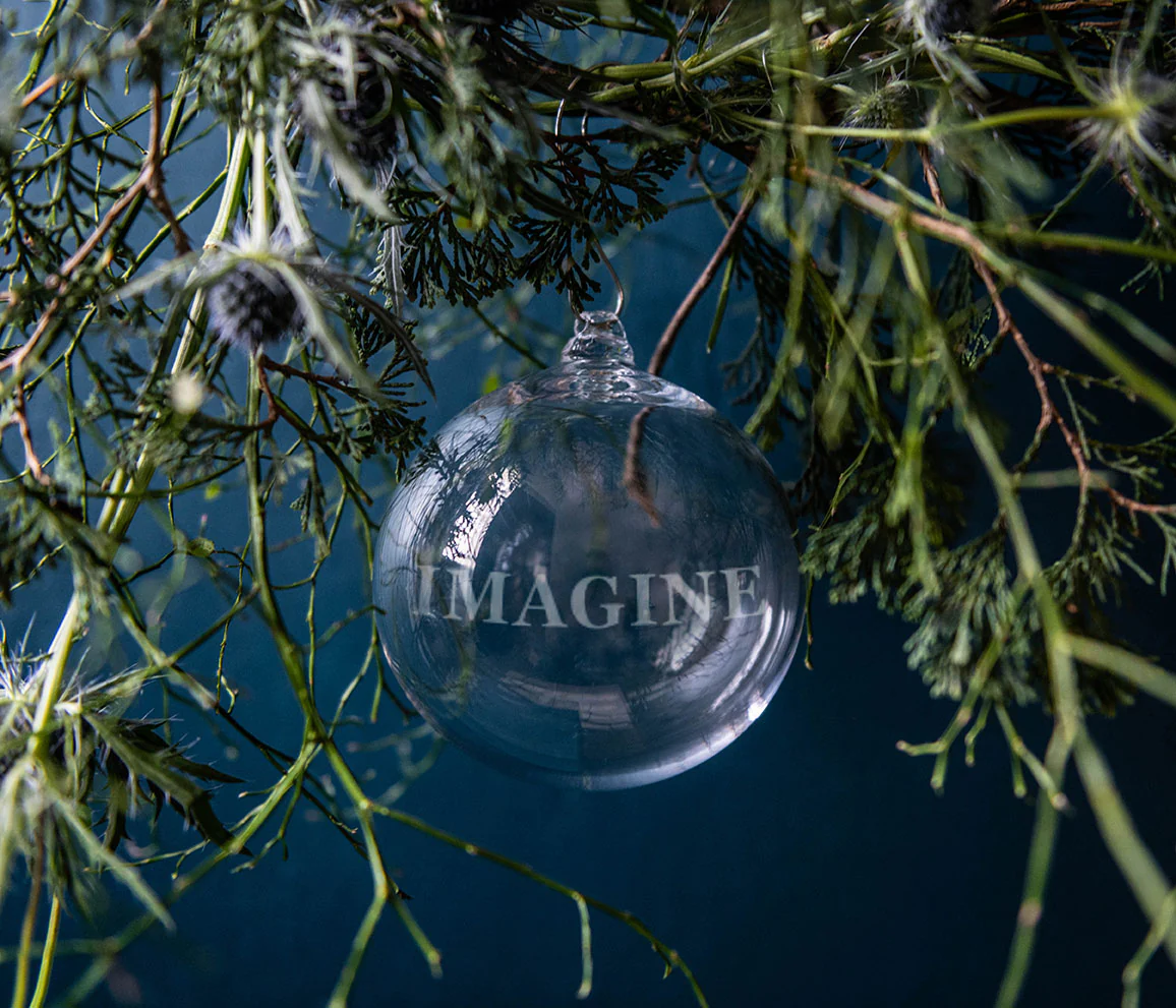 Engraved "Imagine" Round Ornament in Gift Box - Image 3