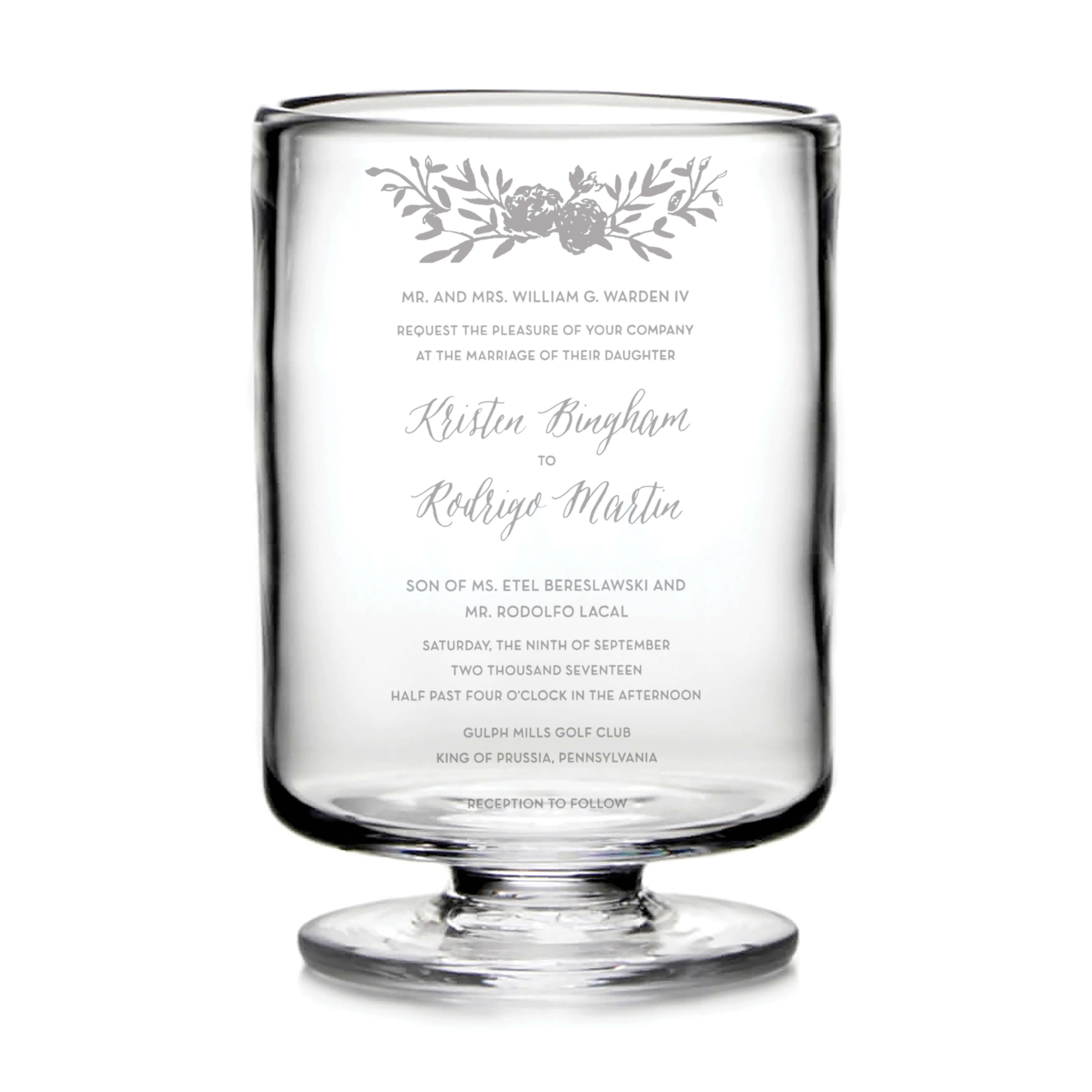 Nantucket Hurricane in Gift Box - L with Engraved Wedding Invitation
