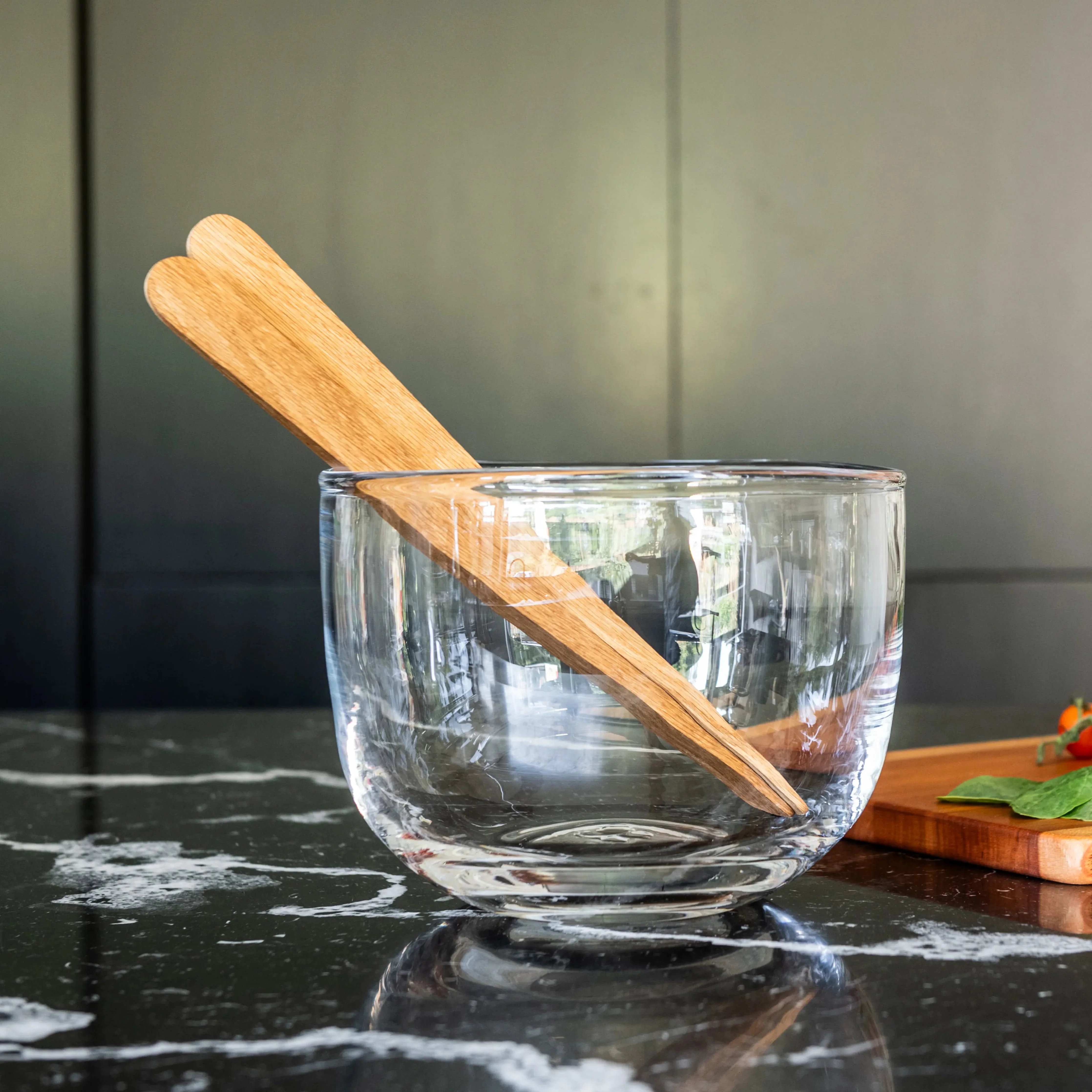 Modern Salad Server Set, 13 Inch — Oak - Image 3