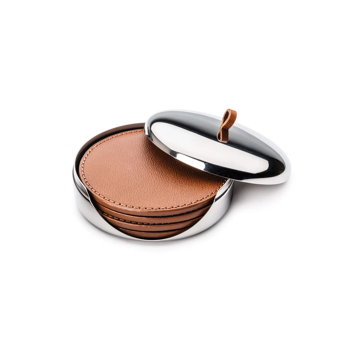 Sky Leather Coaster Set — Stainless Steel Case - Image 3