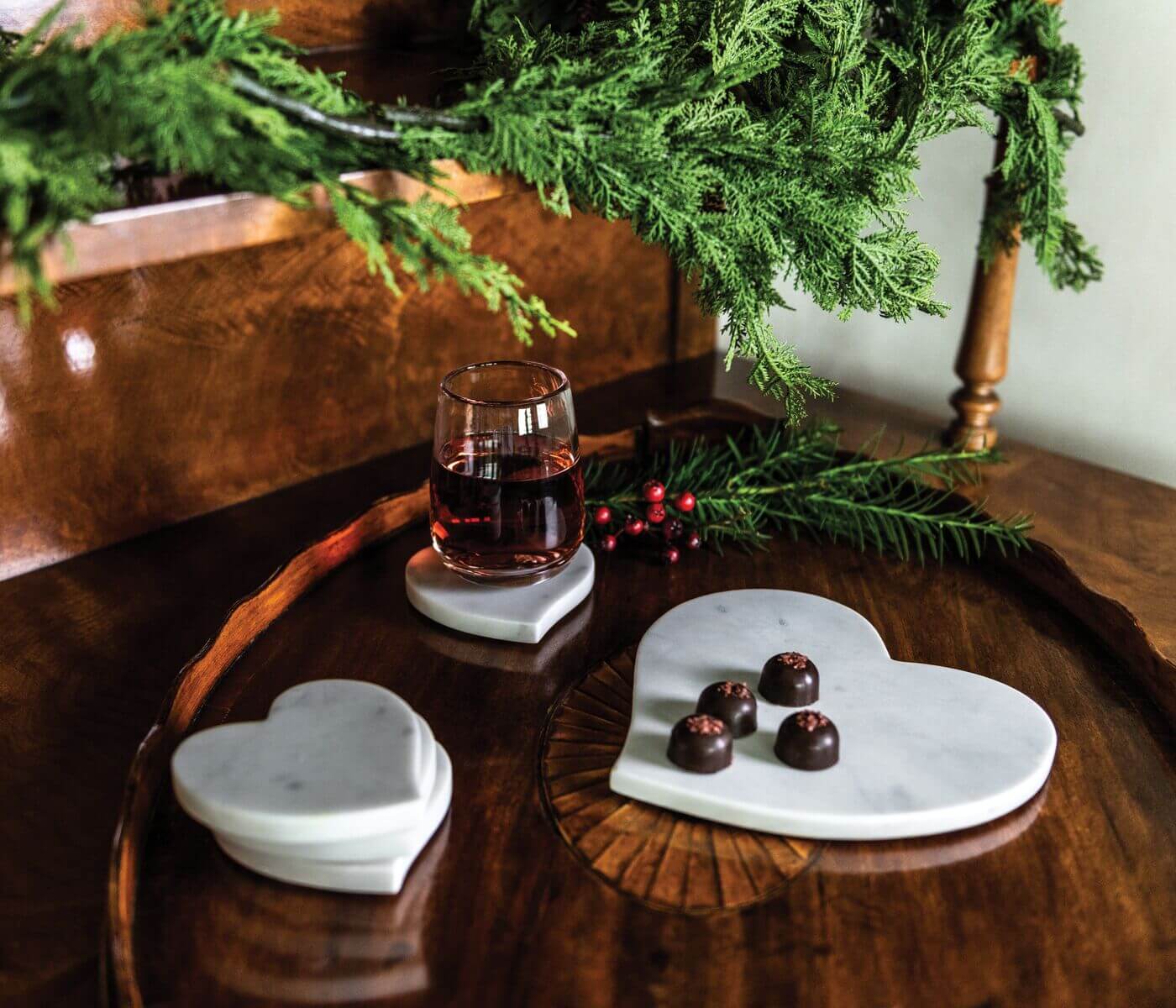 Heart Coasters, Set of 4 — White Marble - Image 3