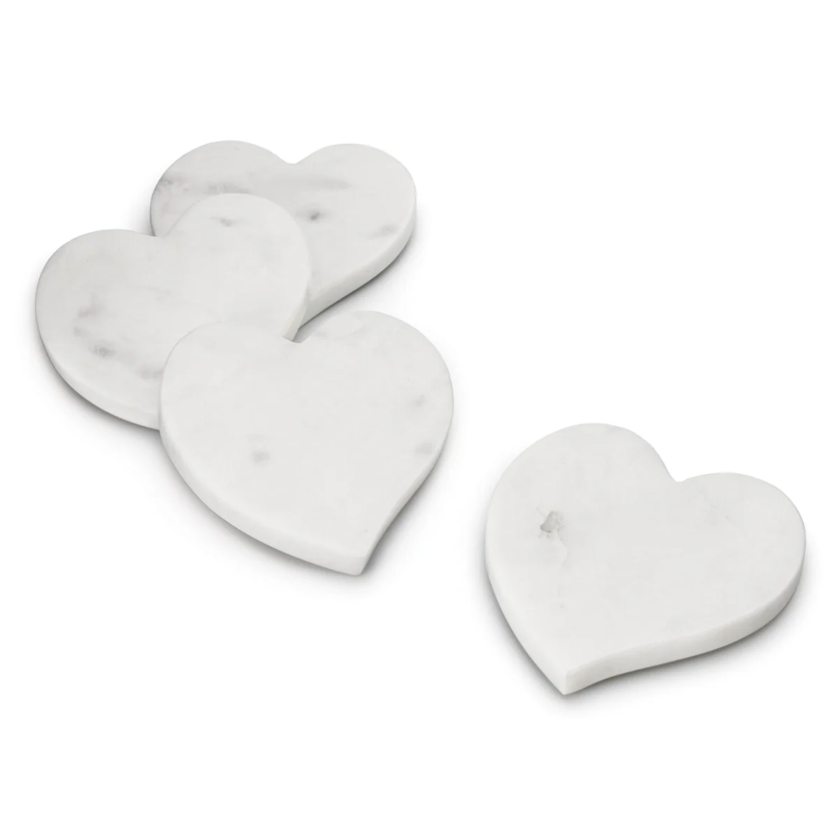 Heart Coasters, Set of 4 — White Marble - Image 4